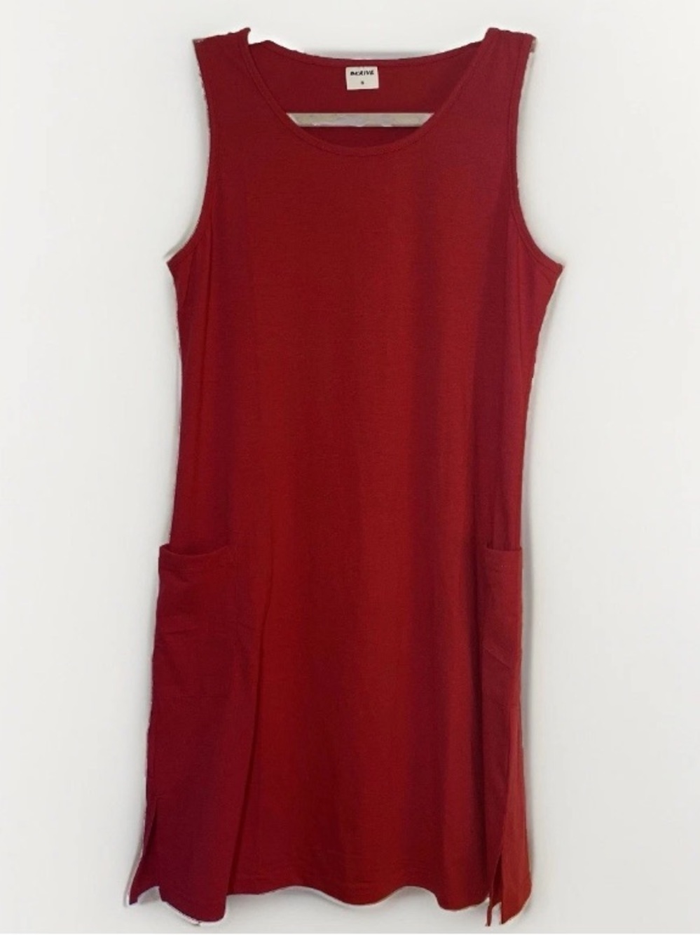 Women’s Small Sleeveless Shift Red Dress with Pockets Summer Beach Swim Cover